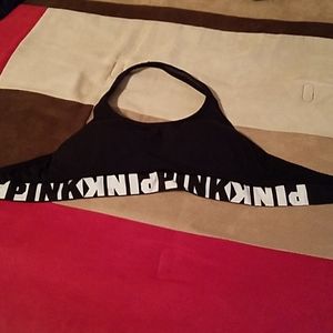 Pink hulter top sports bra